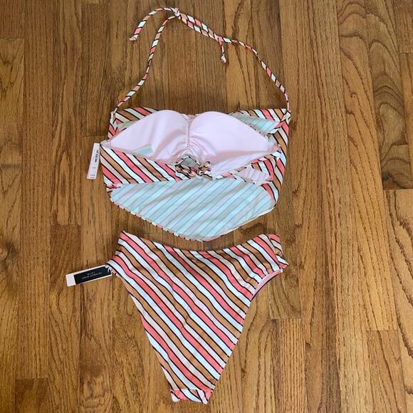 VICTORIA'S SECRET Tie-Front High-Rise Cheeky Bikini Striped Size S/M - Picture 4 of 6
